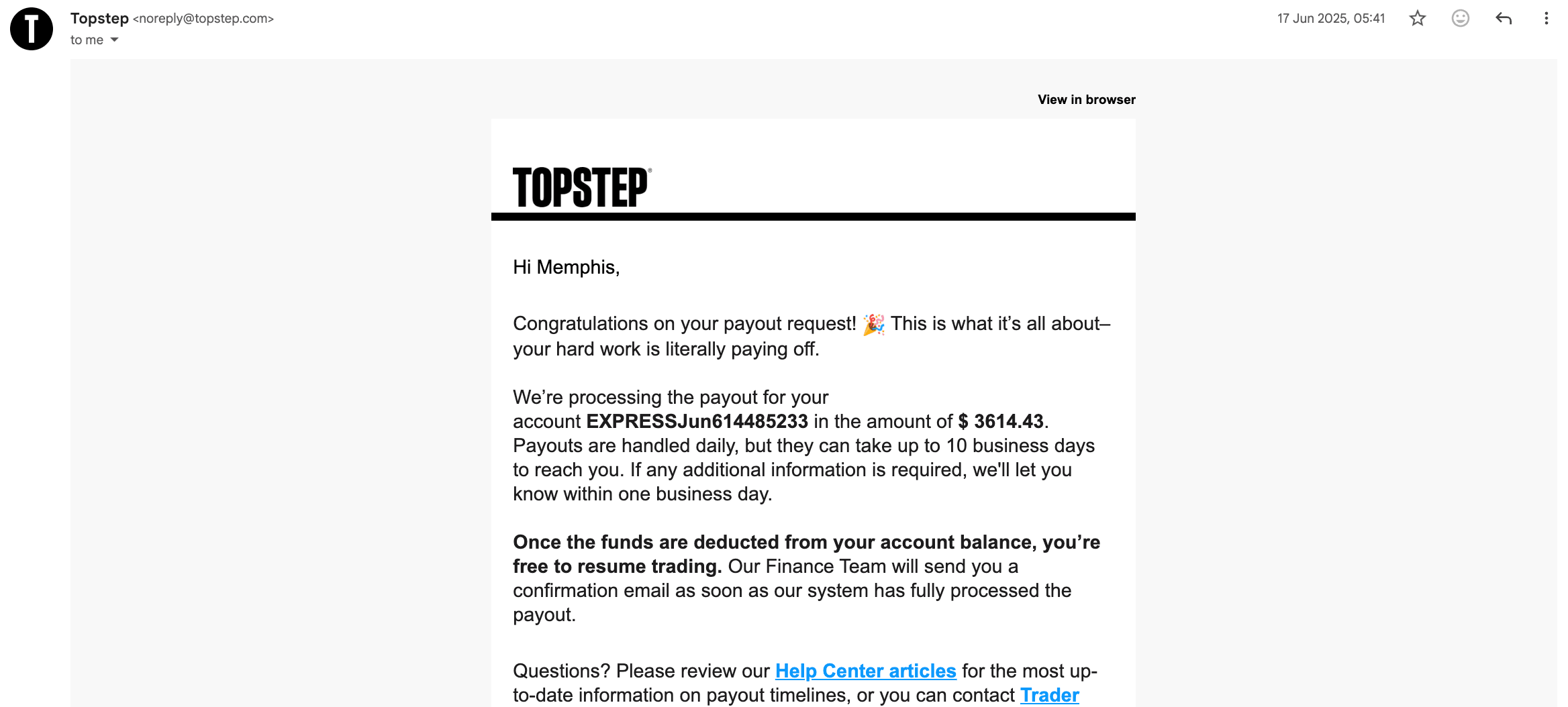 $3,614 payout