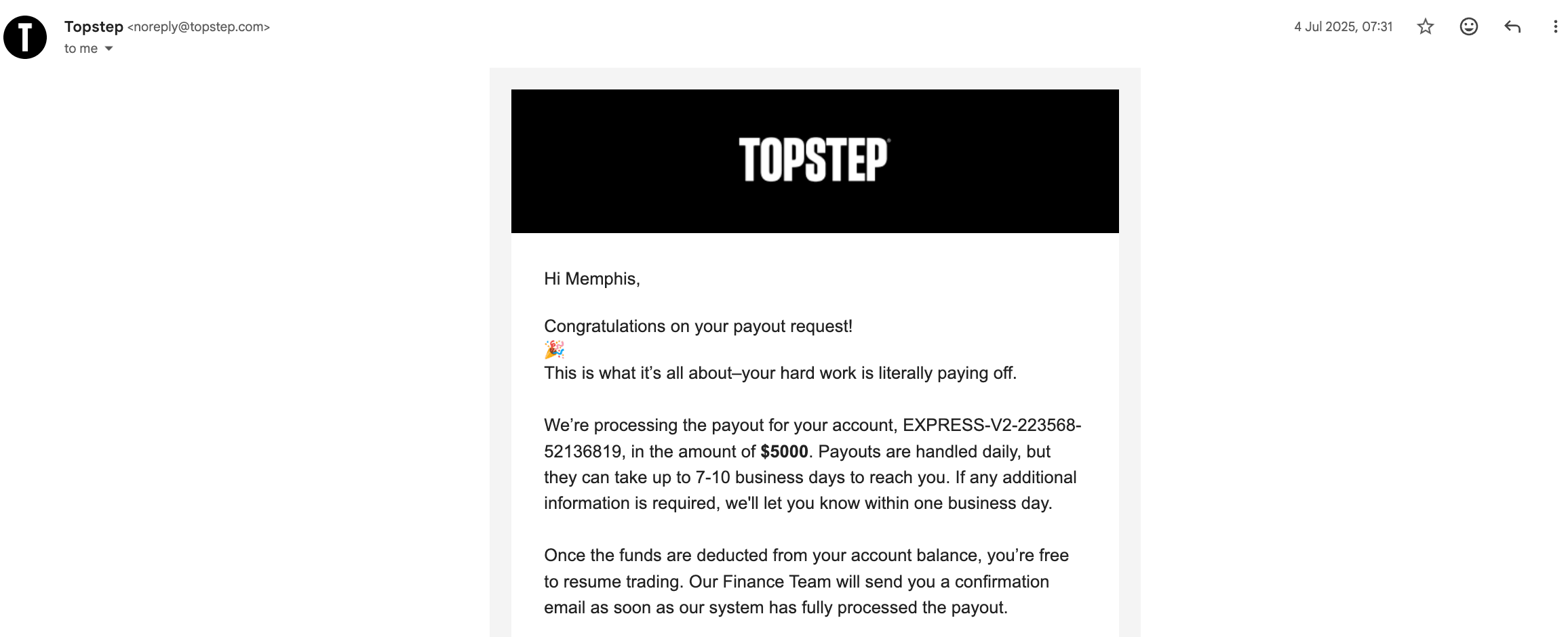 $5,000 payout
