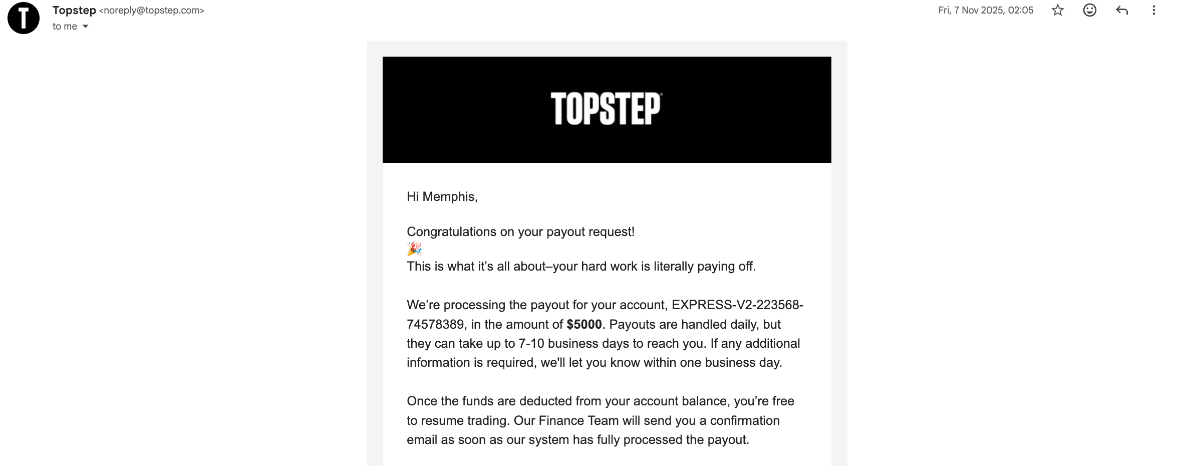 $5,000 payout